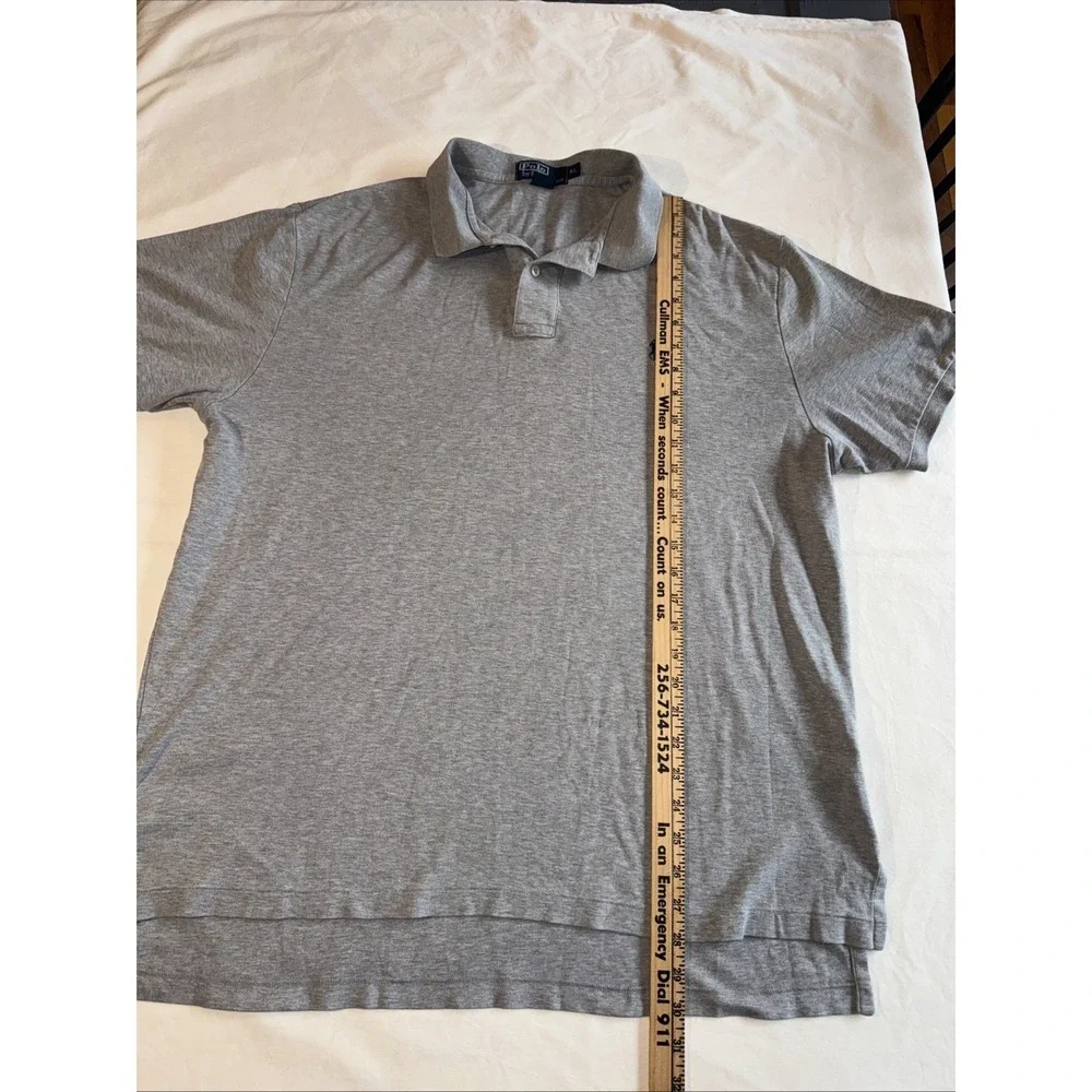 Polo Ralph Lauren Mens XL Classic Fit‎ Gray Polo Shirt Navy Pony Logo
